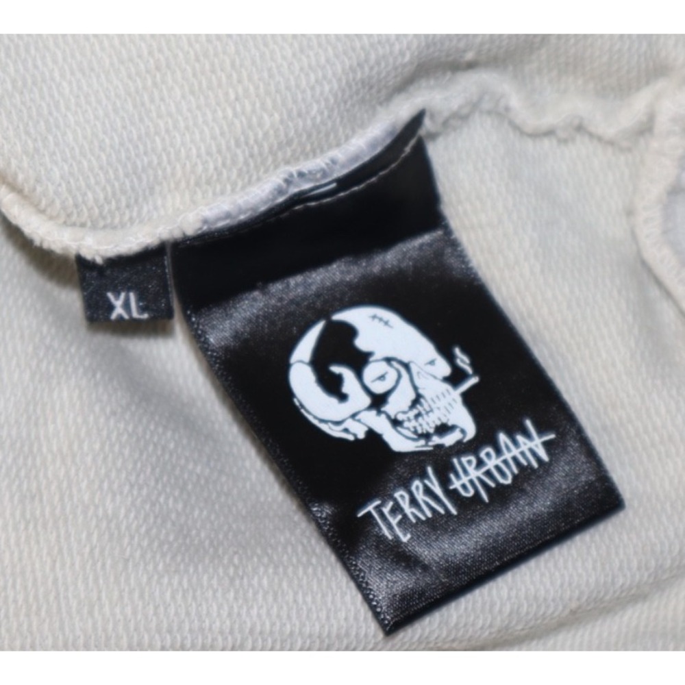 Terry Urban Hoodie Mens XL Beige Black Horse Reaper Skull Hoody Is That All - Picture 4 of 5